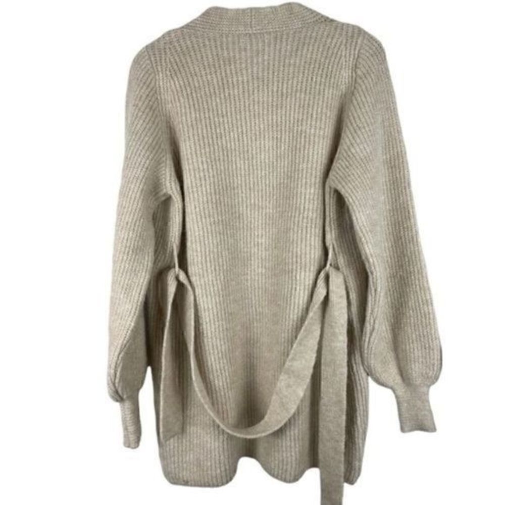 Topshop Cream Wool Blend Belted Open Front Cardigan Small NWT - Picture 3 of 7